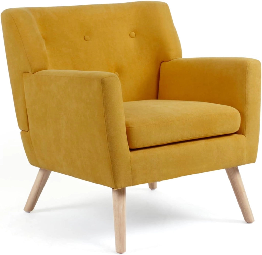 Poltrona scandinava in tessuto giallo senape LIV