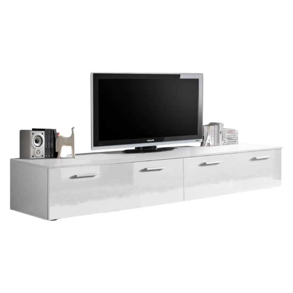Mobile TV 200cm Collezione COMET. Colore bianco. 2 ante a ribalta.