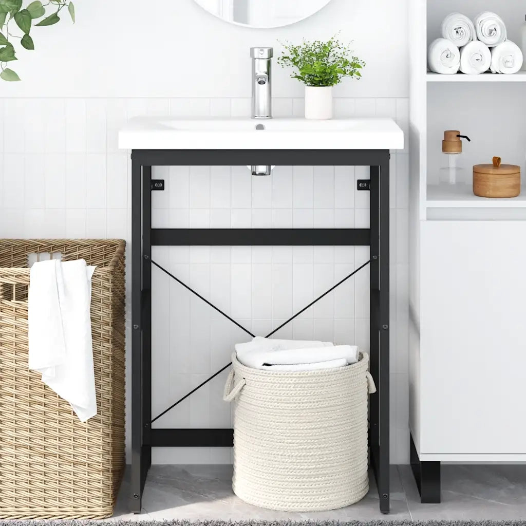 Struttura per Lavabo da Bagno Nera 59x38x83 cm in Ferro 338500
