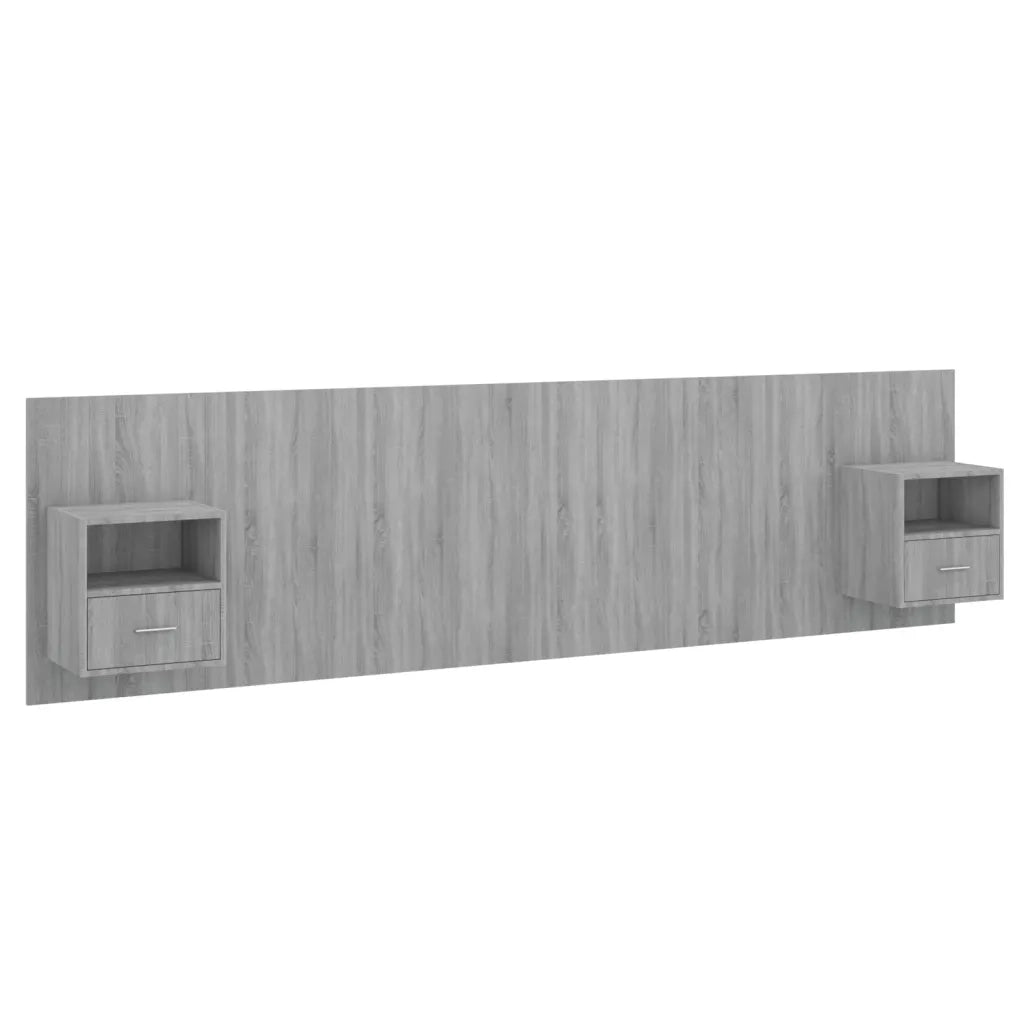 Testiera | Testata Letto con Comodini in Legno Multistrato Grigio Sonoma