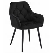 Poltroncina Jork in velluto nero con gambe in metallo