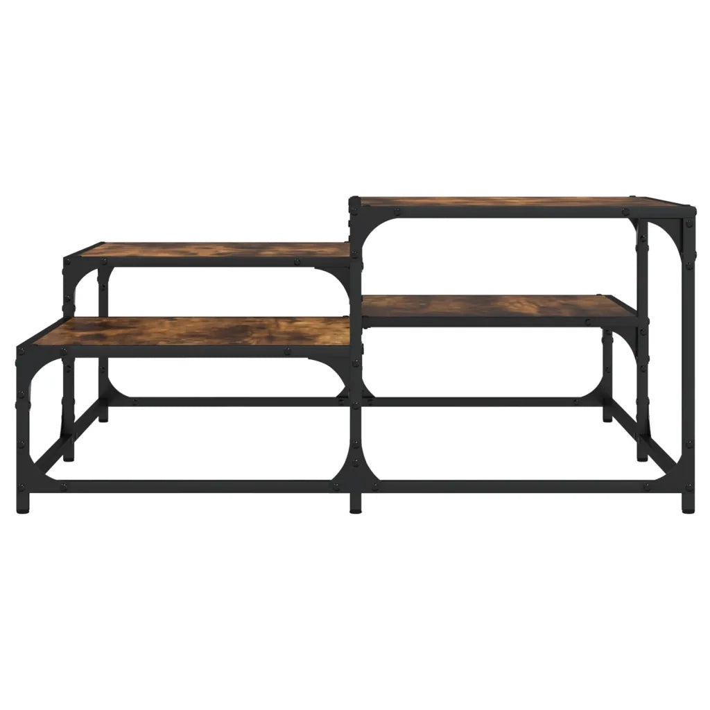 Tavolino Salotto Rovere Fumo 87,5x87,5x40 cm Legno Multistrato 837744