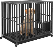 Banchina per cani in metallo - con 4 ruote - 95x57x81 cm - per cani grandi fino a 60 kg - nero