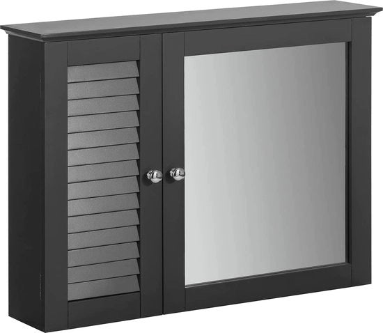 Cassa da bagno - Comodino con porta specchio - Armadio da bagno - Dresser da bagno - Grigio antracite - 65 x 15 x 49 cm