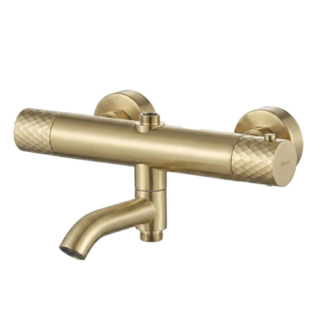 Set Doccia Da Incasso Con Termostatato Lungo Diamond Gold Brush