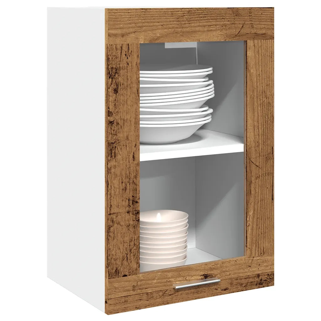 Mobile Pensile “Lyon” Vetro Legno Antico 40x31x60 cm 856098