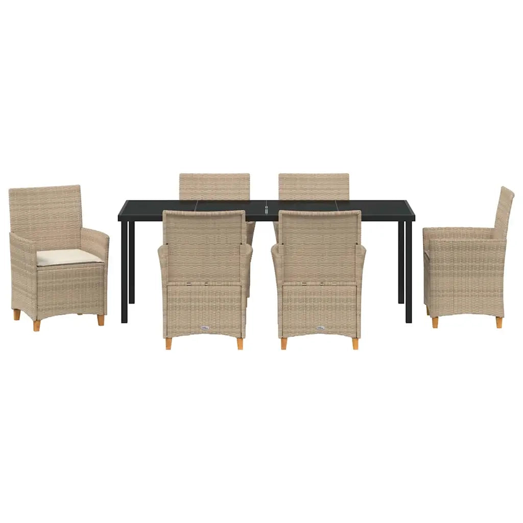 Set da Pranzo per Giardino 7 pcs Beige polyrattan 3381084
