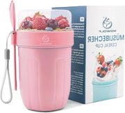 Bottiglia di muesli 660 ml + 260 ml becher per yogurt 2 in 1 per pacchi di pranzo portatile senza lattosio con cucchiaio di miscela di muesli e yogurt per picnic rosa