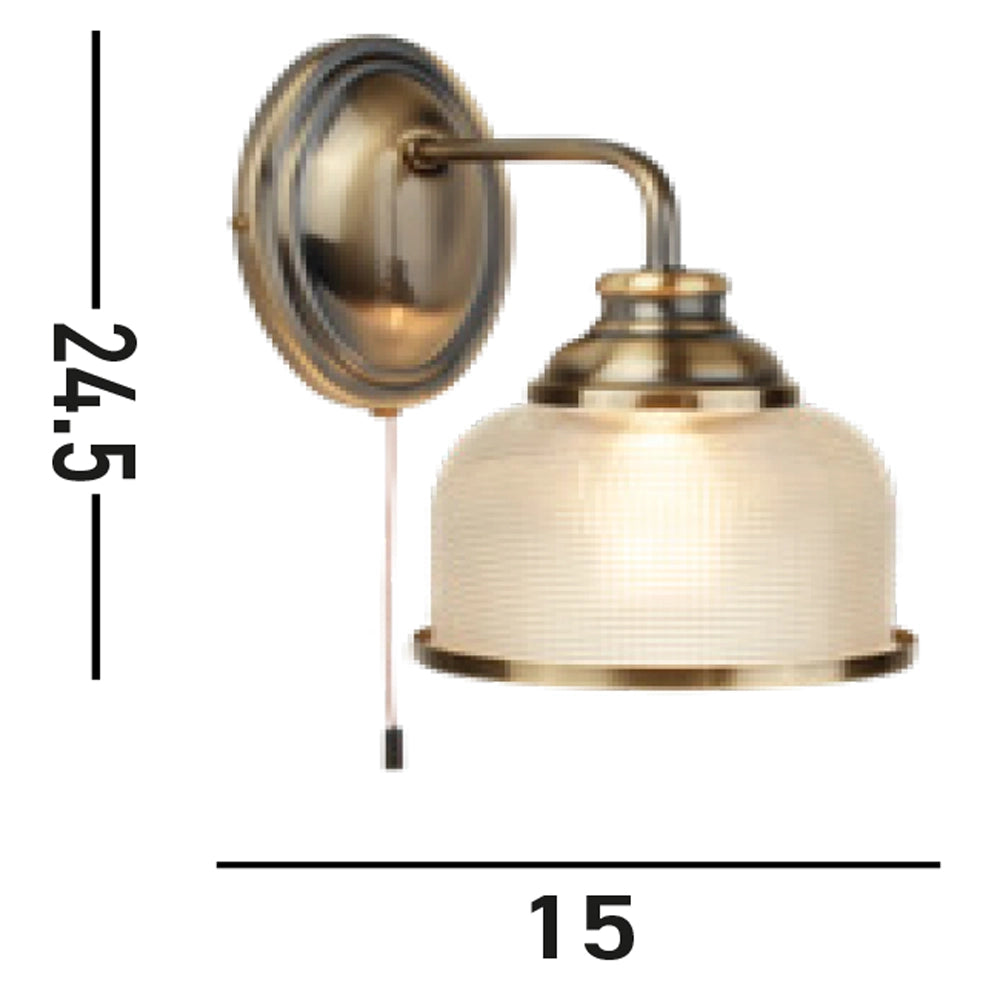 Applique Contemporanea Bistrot Ii Acciaio Ottone Vetro Trasparente 1 Luce E27