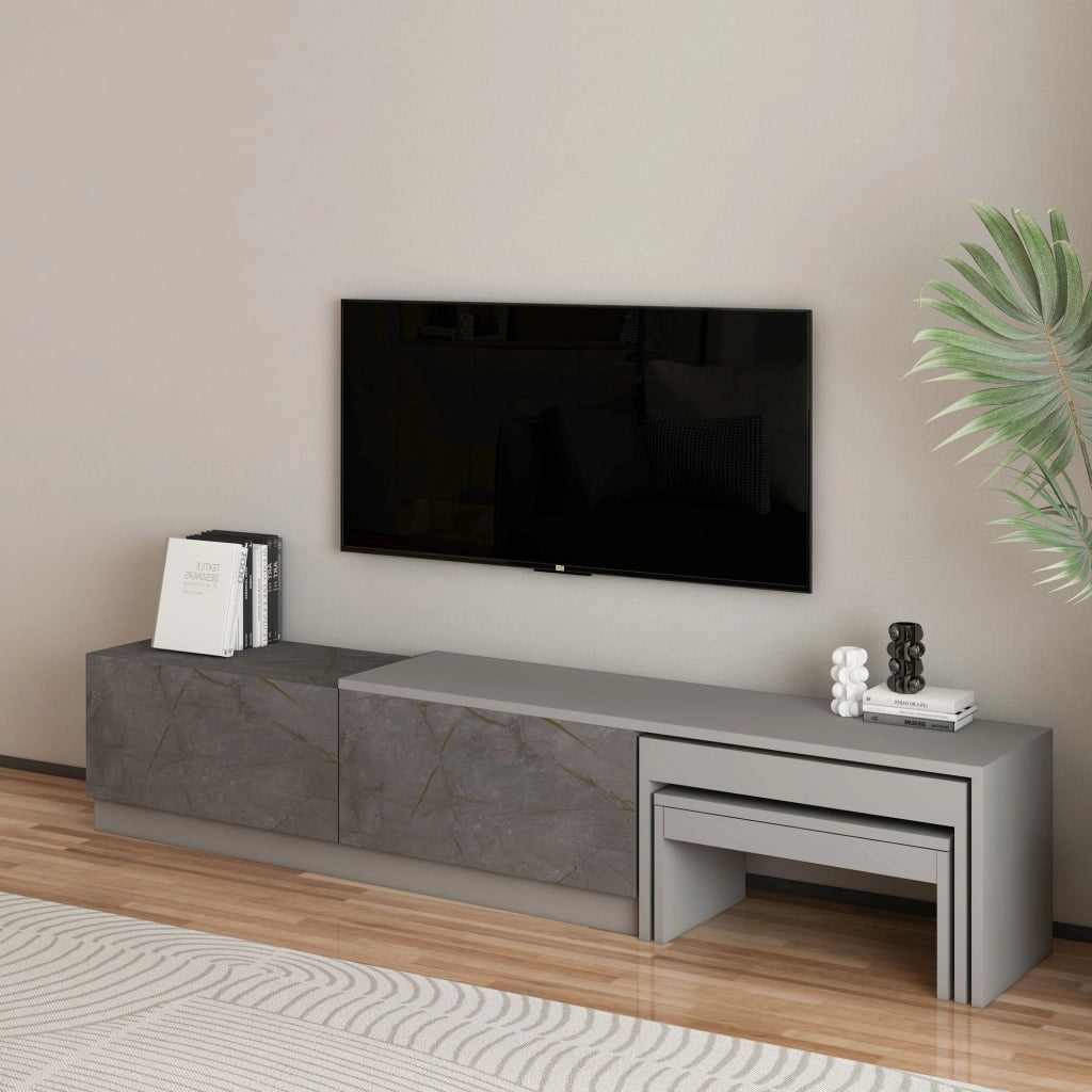 Porta TV in legno "Nest" - 180 x 30 x 36 cm - Grigio