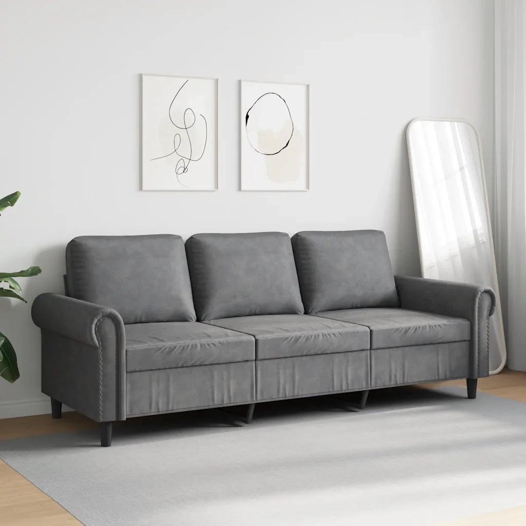 Divano a 3 Posti Grigio Scuro 180 cm in Velluto 359540