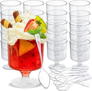 Set di bicchieri dessert in plastica riutilizzabile con cucchiai - set di bicchieri dessert da 150 ml con 20 pezzi
