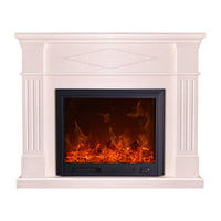 Camino Elettrico da Pavimento 110x130x33 cm Effetto Fiamma 1500W Atena Panna