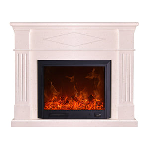 Camino Elettrico da Pavimento 110x130x33 cm Effetto Fiamma 1500W Atena Panna