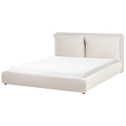 Letto matrimoniale ad acqua tessuto bouclè marrone 180 x 200 cm camera da letto moderna