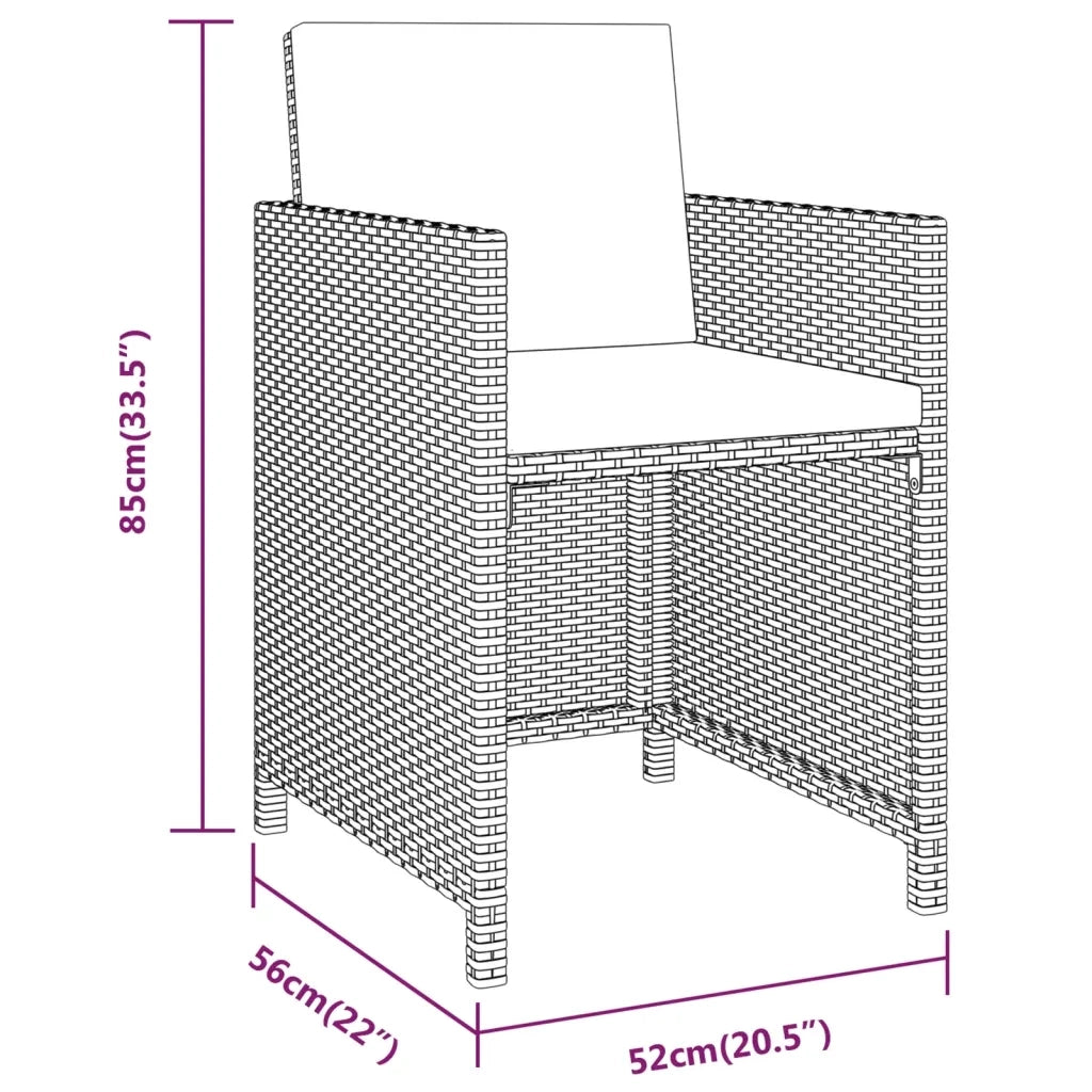 Set da Pranzo per Giardino 3 pz con Cuscini Beige