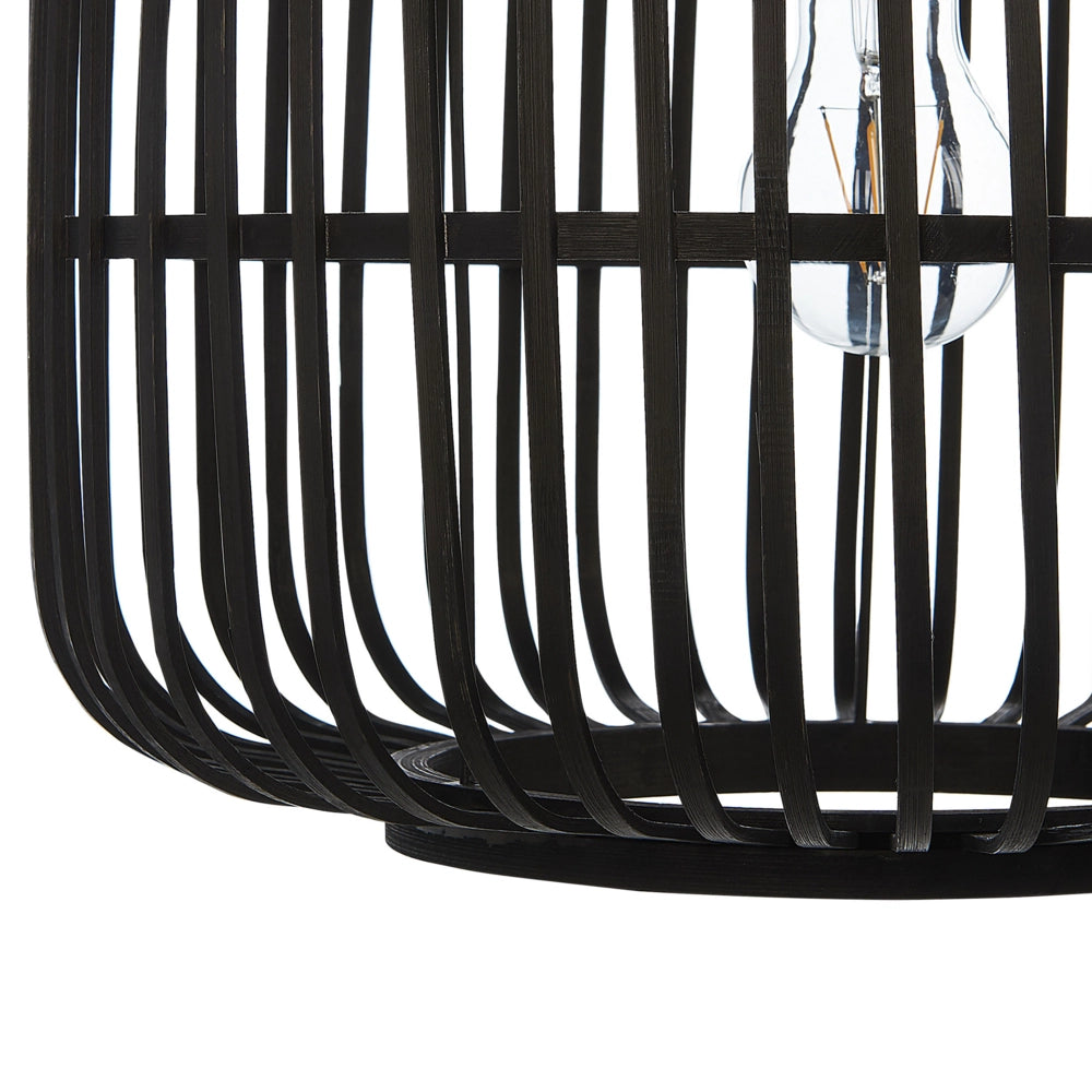 Lampadario a sospensione legno di bambù nero 128 cm lampadario a gabbia boho