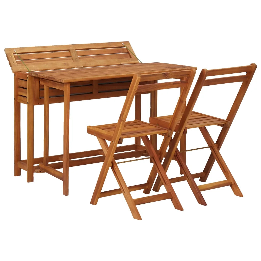 Tavolo da Giardino con Fioriera e 2 Sedie Bistrot Legno Acacia 45910
