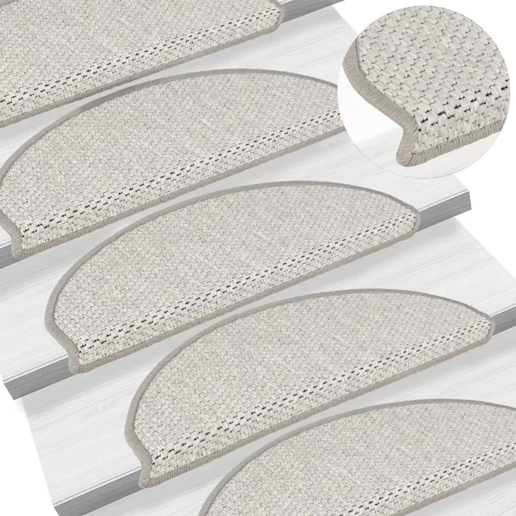 Tappeti Autoadesivi Scale Aspetto Sisal 15 pz | Gradini per Scale 65x21x4cm Platino