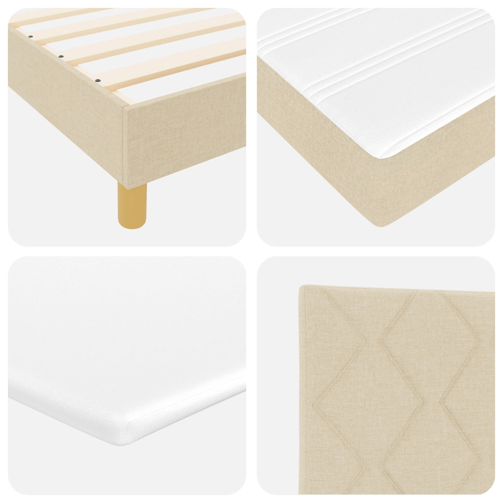 Letto Box Spring con Materasso Panna 160x200 cm Tessuto