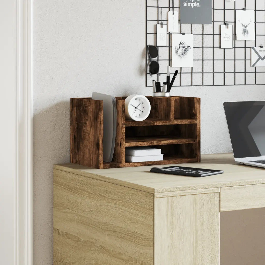 Organizer Scrivania Rovere Fumo 44,5x24x25cm Legno Multistrato CFW5885682