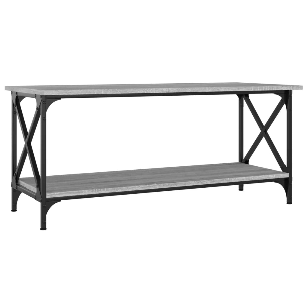 Tavolino Grigio Sonoma 100x45x45cm in Legno Multistrato e Ferro 823315