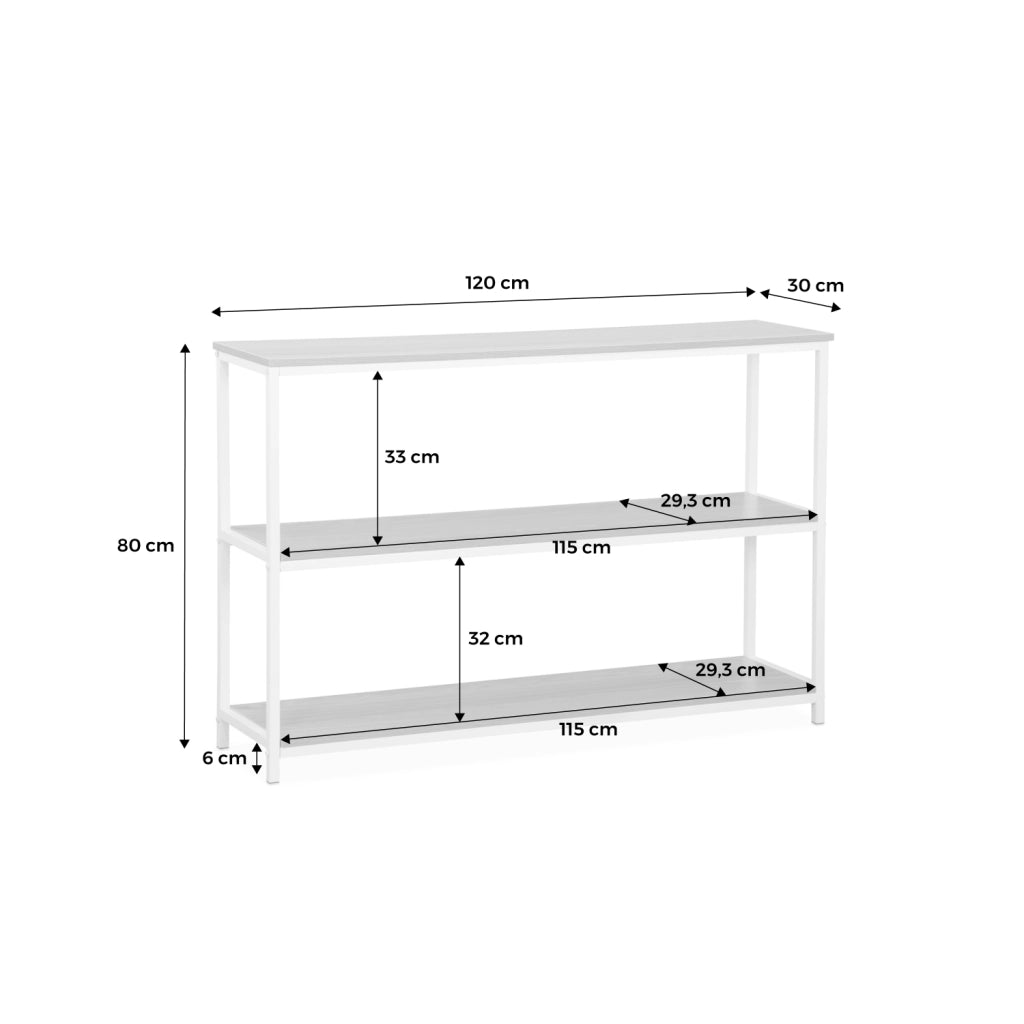 Libreria industriale in metallo e effetto legno, 3 livelli, 120cm,