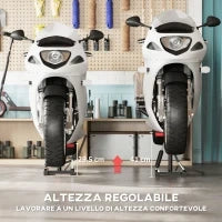 Cavalletto Alzamoto in Acciaio Capacità 150kg, Altezza Regolabile e Piano Antiscivolo, Rosso