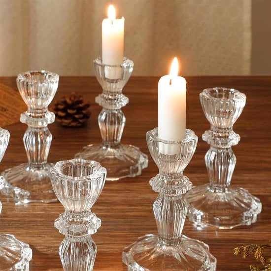 Set di candele in vetro per festa di Natale, matrimonio e compleanno - 4 pezzi - lucido
