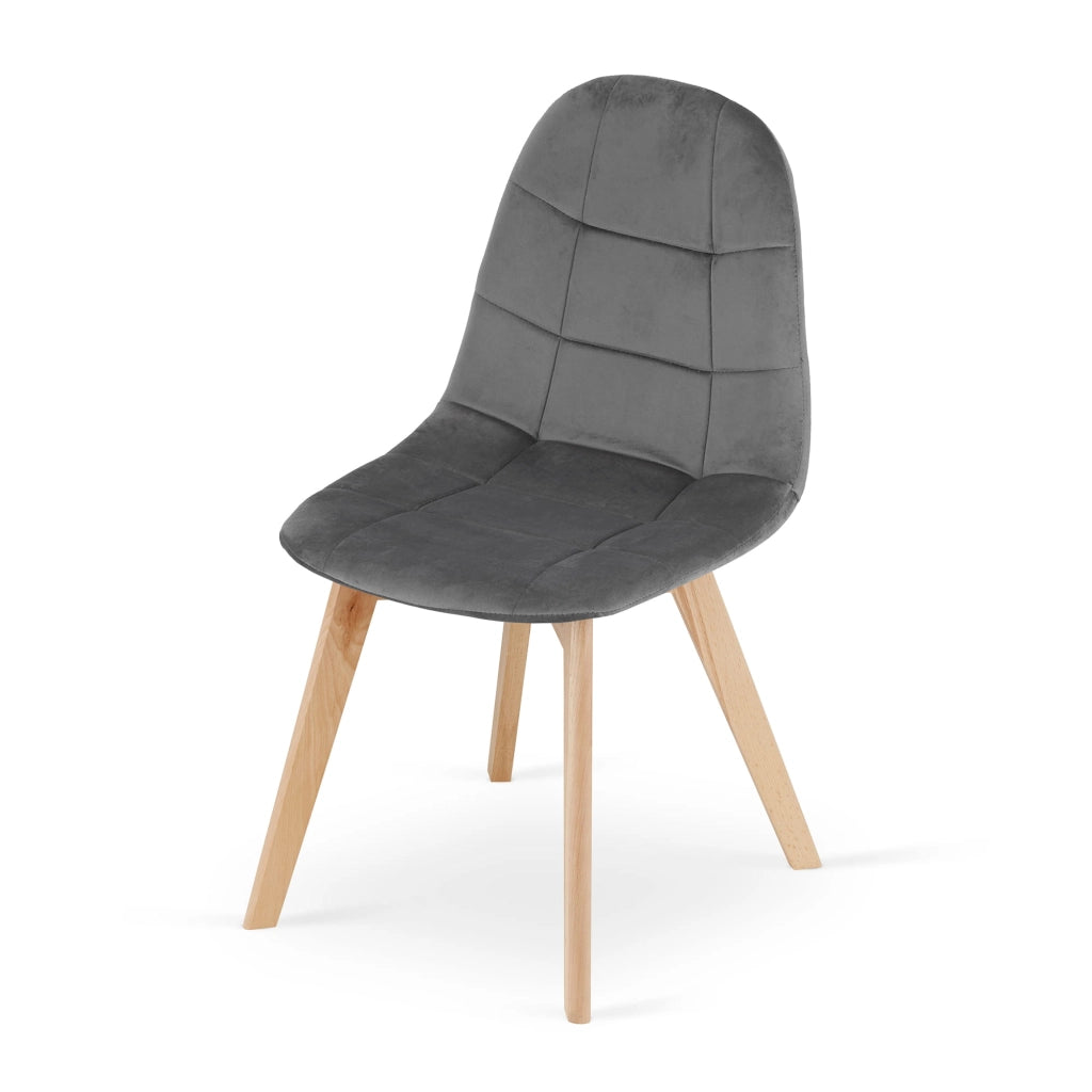 Sedia Valora NUUC in velluto grigio scuro, design ergonomico x3