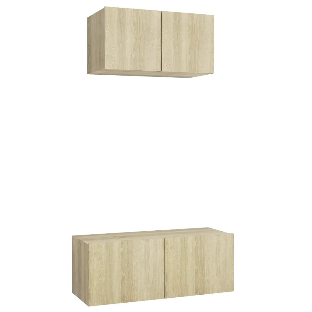 Set di Mobili Porta TV 2 pz-Credenza per TV Rovere Sonoma in Legno Multistrato