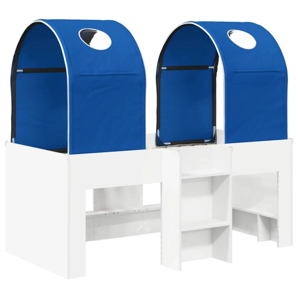 Letto singolo | Letto per adulti | Letto con Tunnel 4 pcs Bianco e Blu Legno ingegnerizzato