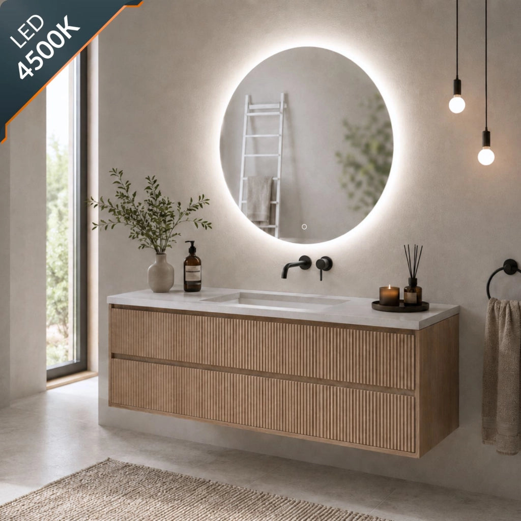 Specchio tondo retroilluminato led elegante per bagno *** misura Ø70, tonalità dimmerabile 2700-4500-6500k, confezi...