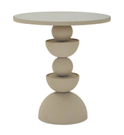 Tavolinetto Dune con Specchio Ø45x49,5 cm in Ferro e Specchio Crema