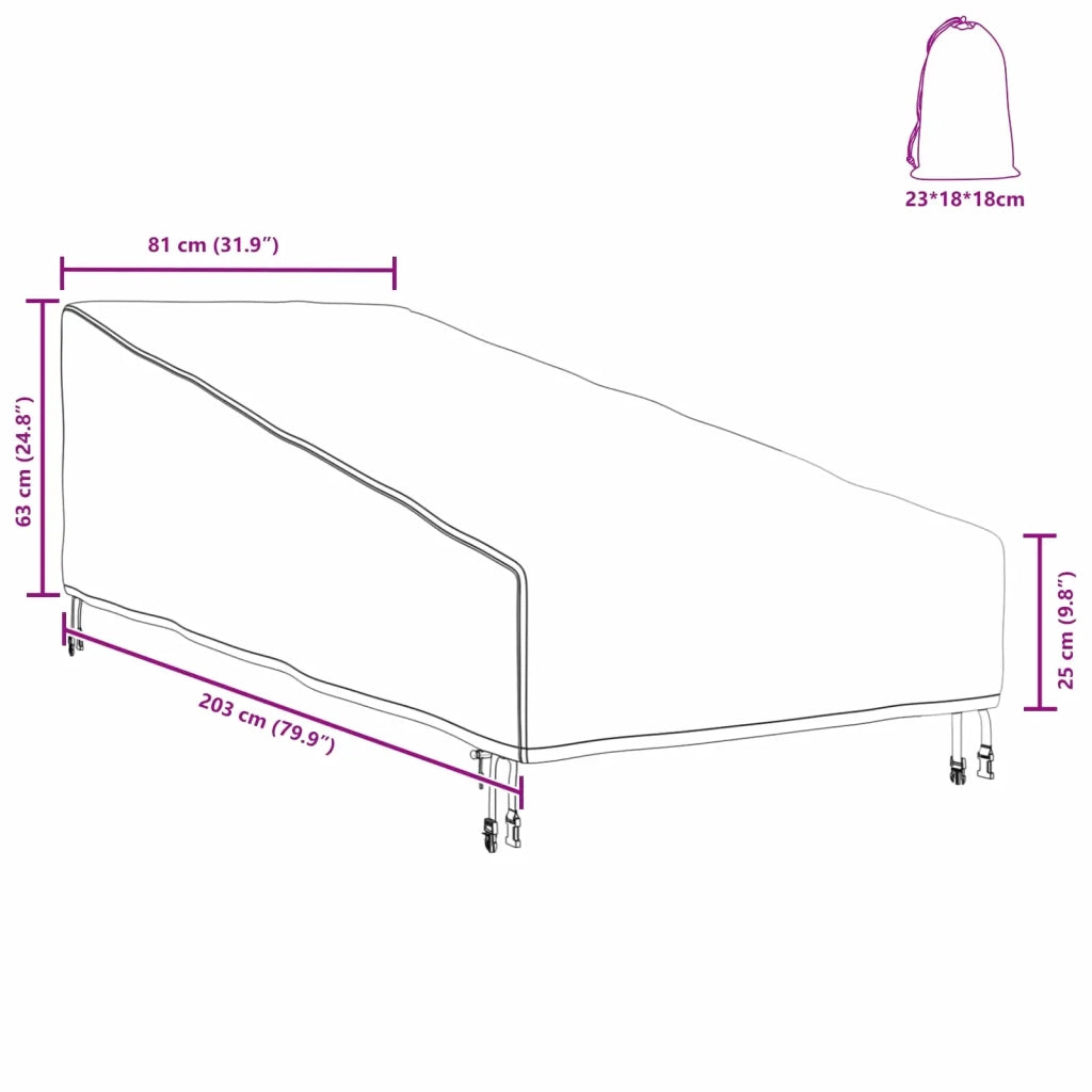 Copertura per mobili da esterno 203 x 81 x 63 cm Rettangolare 4105987