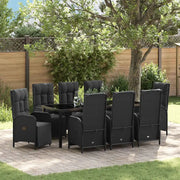 Set da Pranzo per Giardino con cuscino 9 pcs Nero polyrattan 3380126