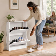 Shoe Cabinet, White, 59 X 17 X 81 Cm, Wood-based Material