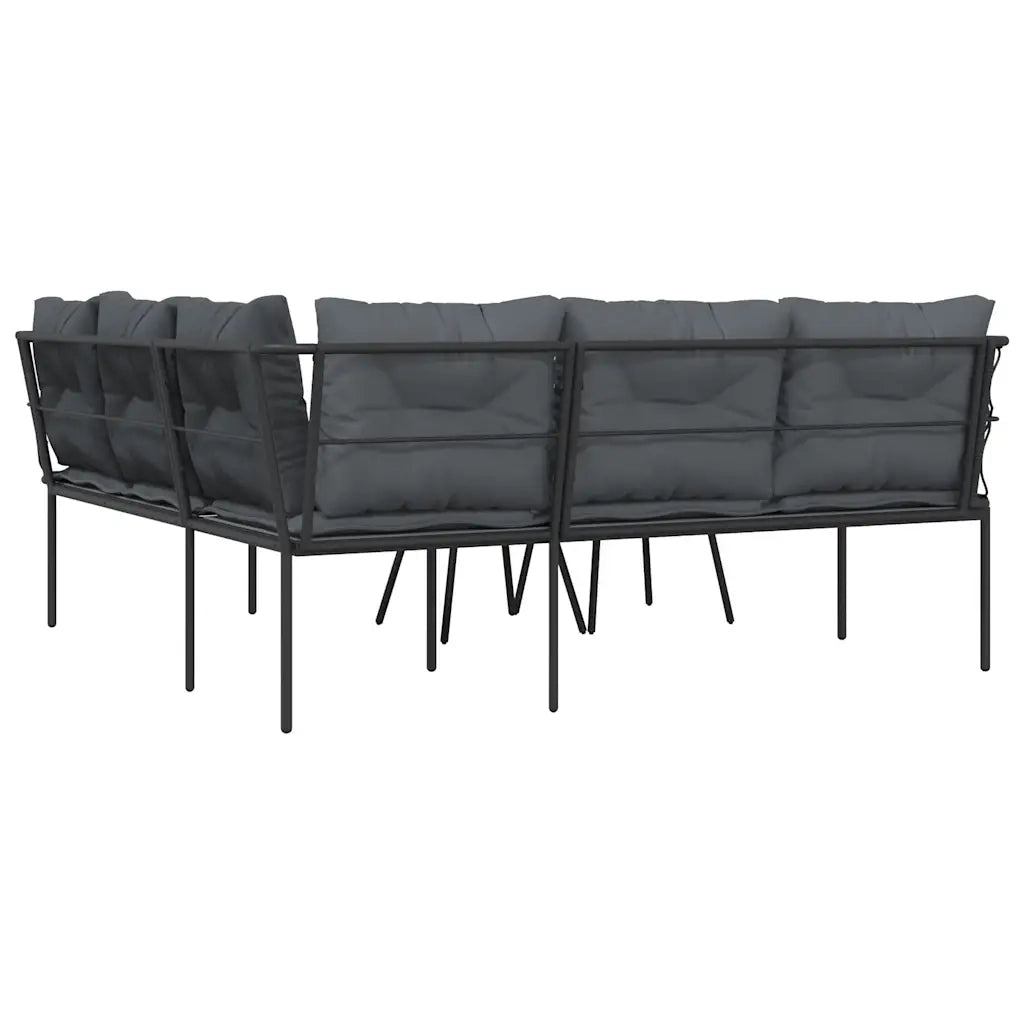 Set Divano da Giardino con Cuscini Nero Acciaio e Textilene 3283744