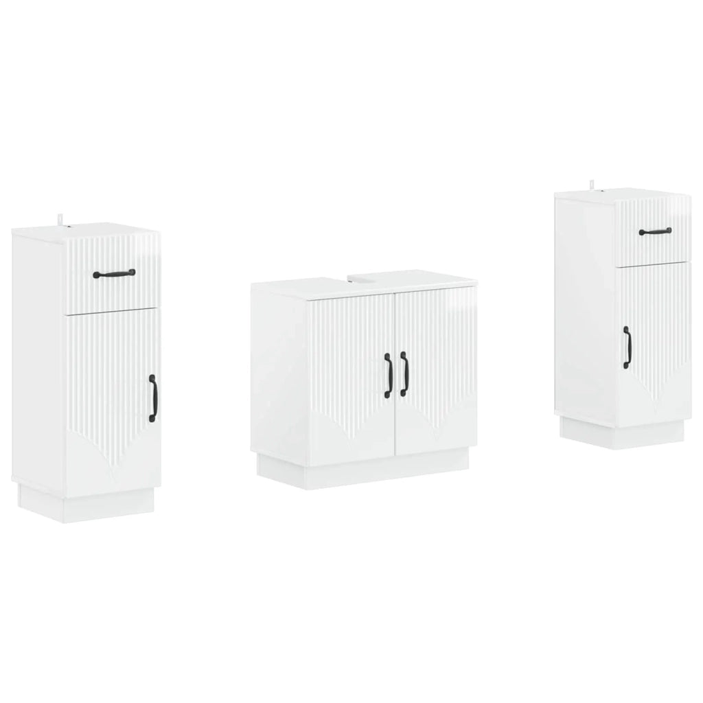 Set di Armadi da Bagno da 2 Pezzi HOORN Bianco Lucido 3418039