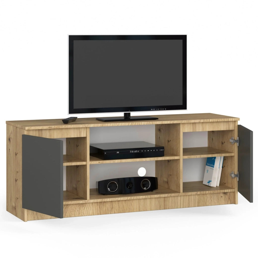Mobile TV AKORD Quercia Artisan 140 cm 2 ante inserto frontale Grigio Grafite 140x40x55 cm