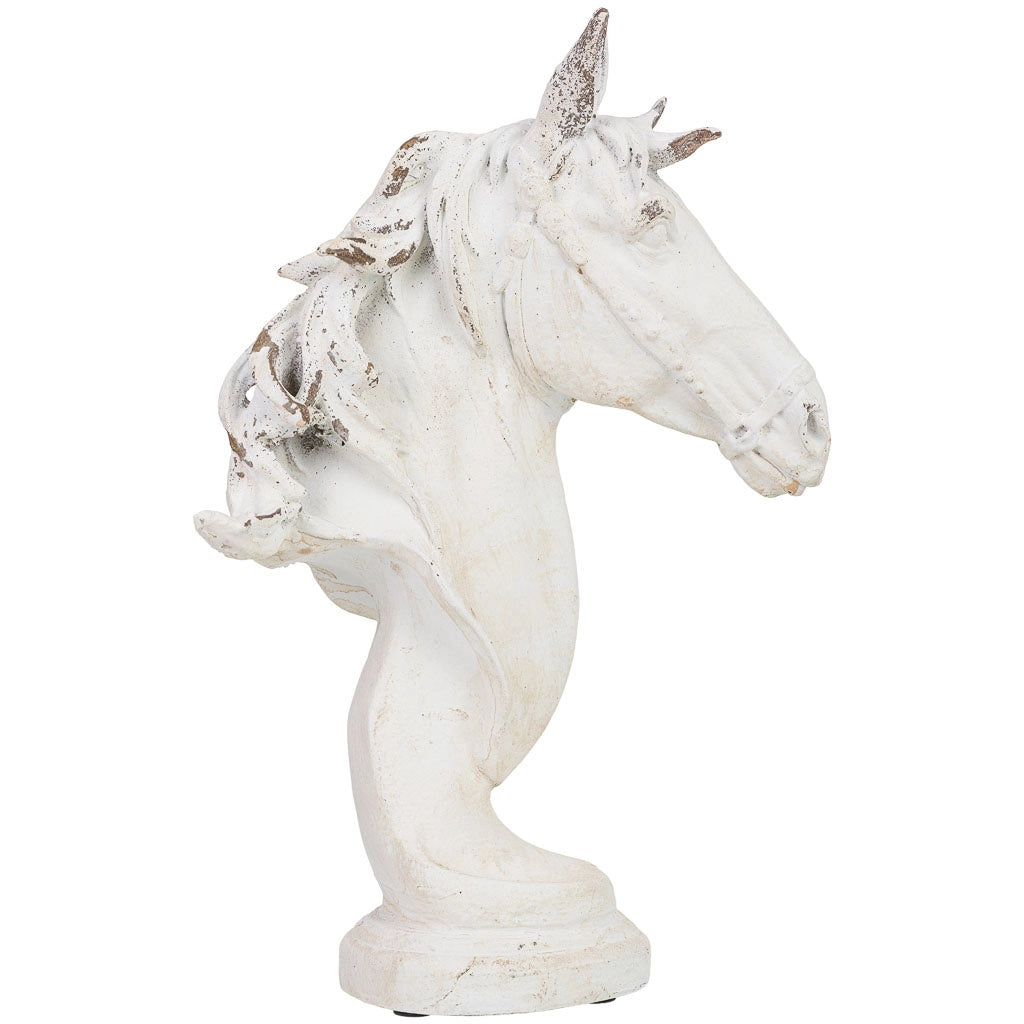 Figura decorativa a forma di cavallo in magnesio bianco, 25x10x38h cm