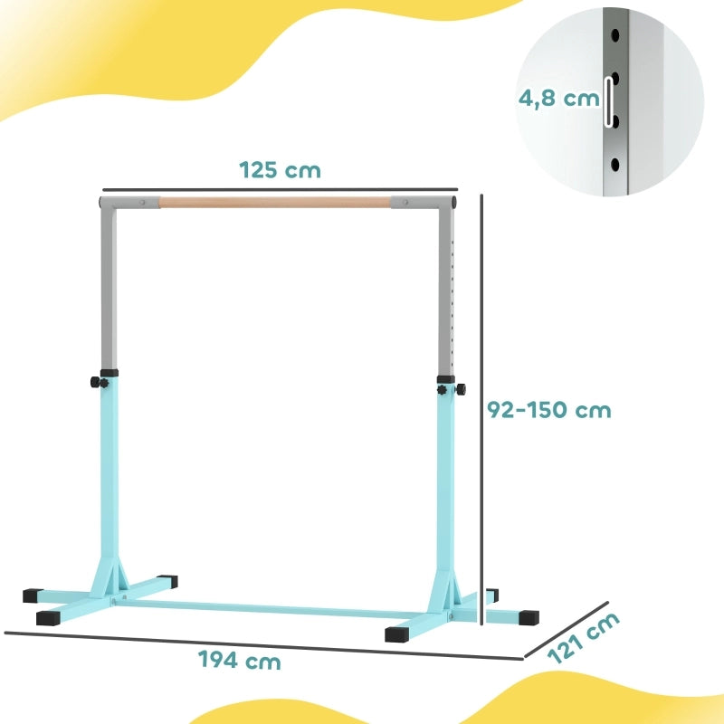 SBARRA Ginnastica regolabile 92-150 cm in acciaio e faggio color ciano