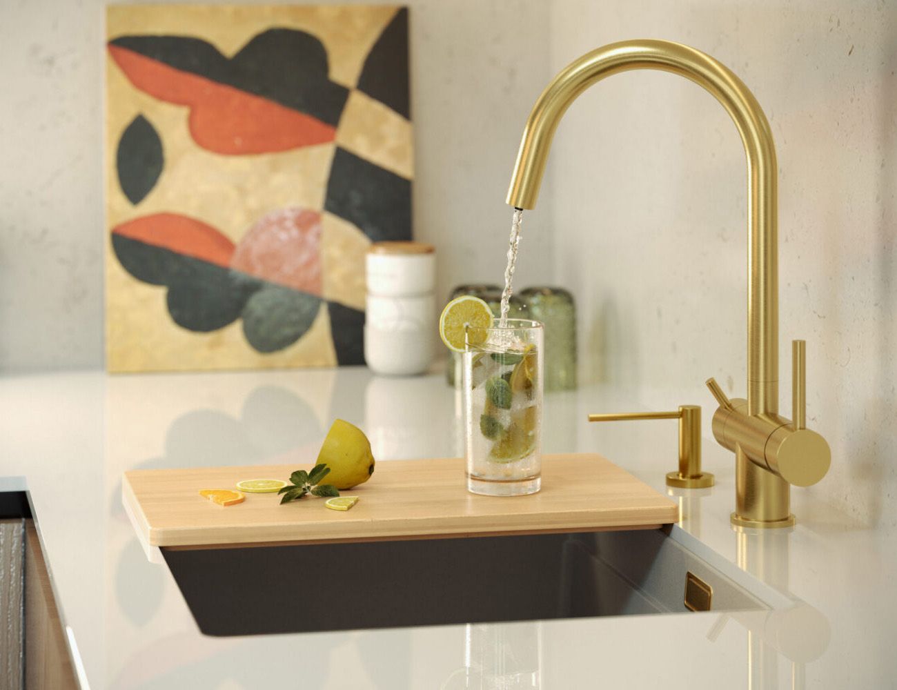 Lavello In Granito Logan 100 Beige Rame