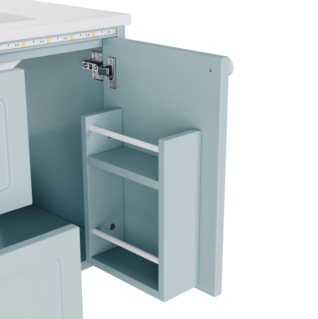 Mobile lavabo sospeso blu 76x46x51 cm con LED radar