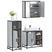 Set Mobili da Bagno 3 pz Grigio Sonoma in Legno Multistrato 3300968