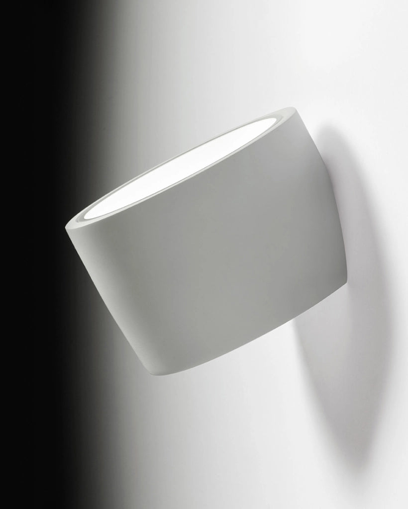 NASSO applique da Parete 1 Luce attacco GX53 Tonda bianco in gesso e alluminio d.12cm  60°