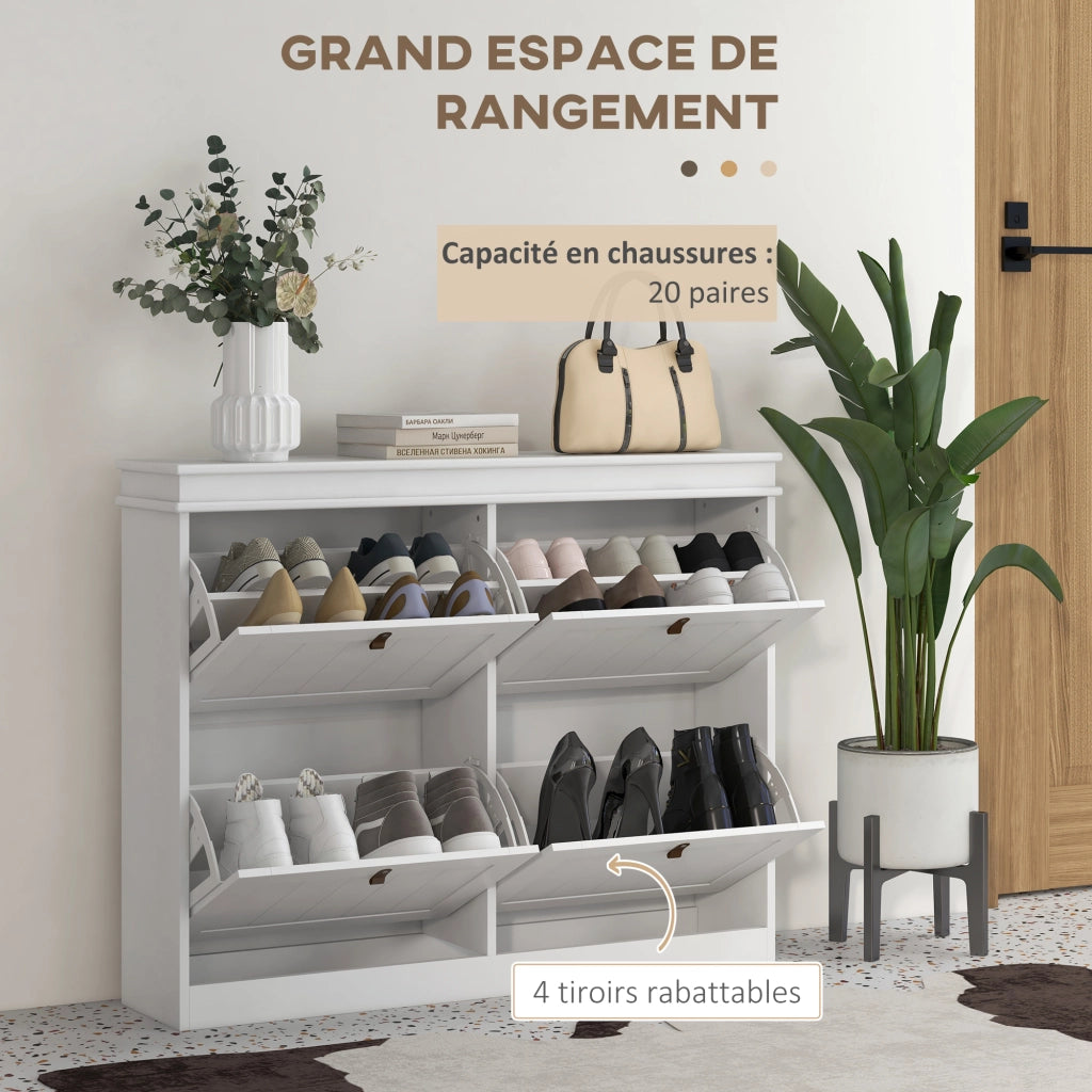 Armadio per scarpe con cassetti ¨C zephmum ¨C bianco 105x24x82,5cm
