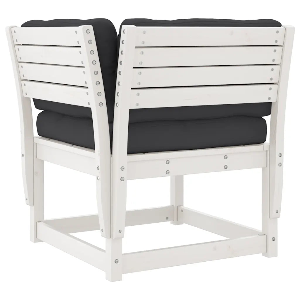 Set Divani Giardino 5pz con Cuscini Bianco Legno Massello Pino 3216961