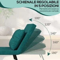 Poltrona Letto 3 in 1 con Schienale Reclinabile in 5 Posizioni e Cuscino, 63x73x81 cm, Verde