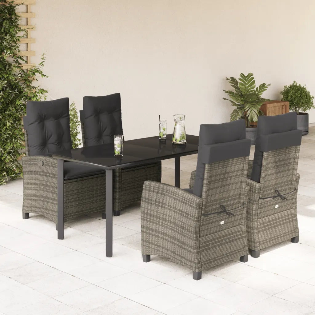 Set da Pranzo da Giardino 5 pz con Cuscini in Polyrattan Grigio 3212796